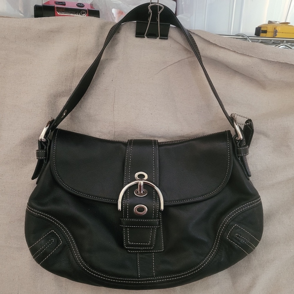 Coach Soho F10192 Brown Leather Hobo Shoulder Bag with leather hangtag